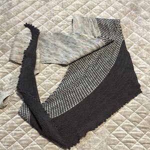 Chic dark Brown and Gray handmade Knit Scarf. Made by Posher.